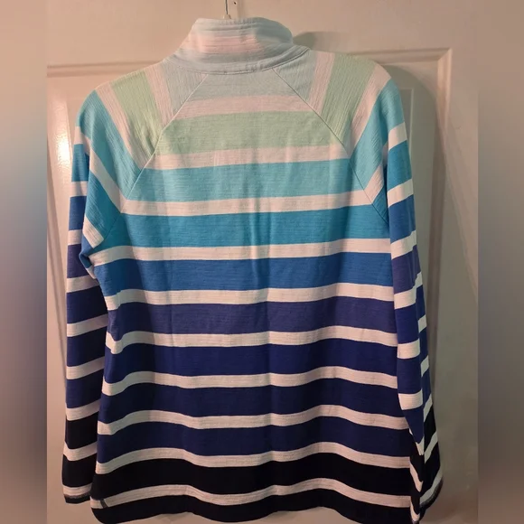 T By Talbots Three Quarter Zip Striped Pullover Size M NWT - Picture 6 of 6
